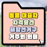 동별 대표자 자격요건 해당 선거구 거주의 의미 썸네일