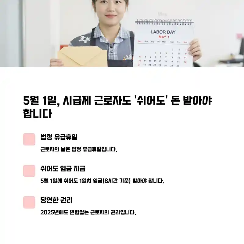 5월 1일, 시급제 근로자도 '쉬어도' 돈 받아야 합니다