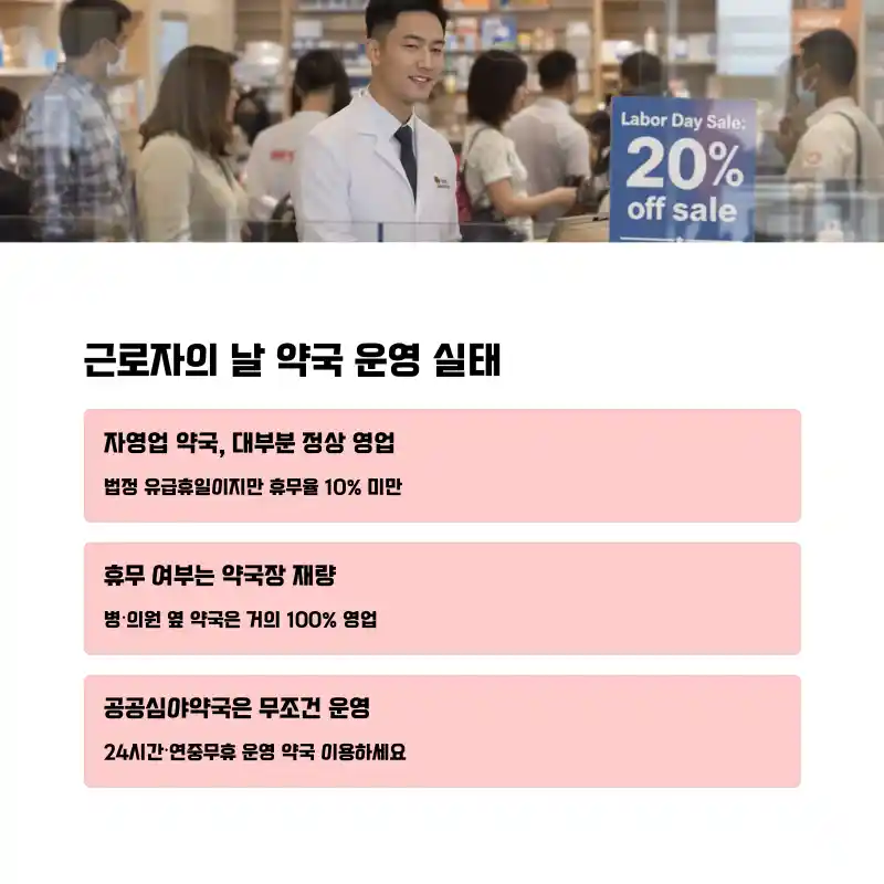 근로자의 날 약국 여나요? 자영업 약국 운영 패턴 분석 3 근로자의 날 약국 운영 실태