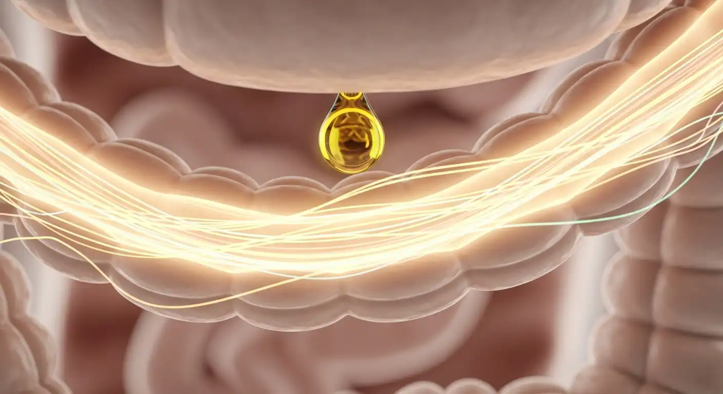 공복 올리브오일 놀라운 효능 5가지와 반드시 알아야 할 부작용 총정리 2 깨끗하고 건강하게 활성화된 장 내부를 묘사한 이미지. 한 방울의 올리브오일이 부드럽게 스며들어 소화 기능을 돕는 모습을 상징적으로 표현함.