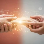 삶의 마지막 선택 앞에서 고민하는 환자와 가족의 손, 그리고 연명의료 중단 인센티브를 상징하는 희미한 경제적 요소들이 은은하게 어우러진 추상적인 이미지.