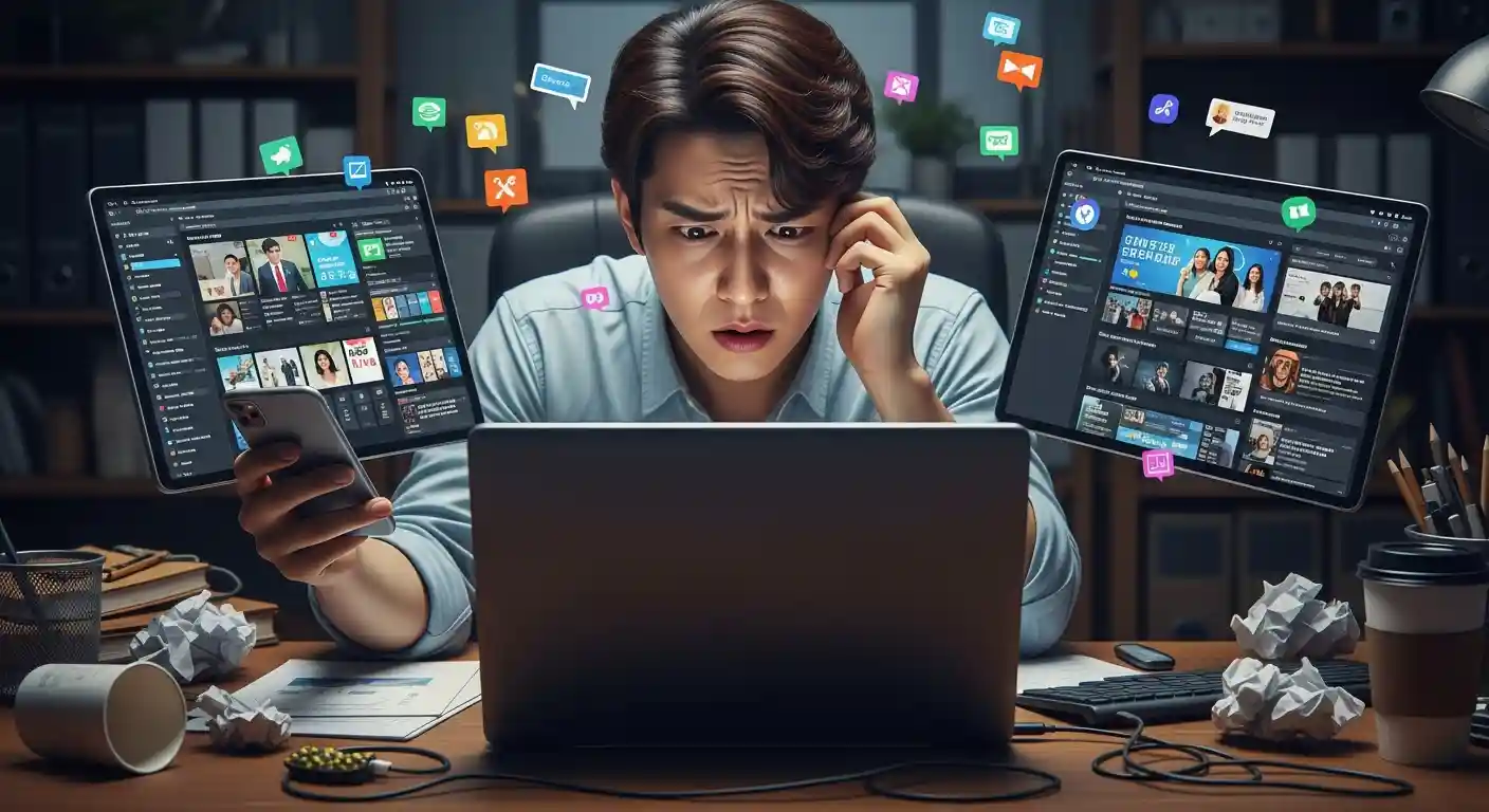 공원 벤치에 앉아 편안하게 책을 읽는 한국인 여성의 사실적인 모습. 스마트폰 대신 책을 들고 있으며, 배경에는 흐릿하게 스마트폰 형태가 보여 디지털 디톡스를 상징합니다.