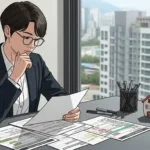 주택 관련 소득공제를 검토하며 재정 계획을 세우는 한국인 직장인의 모습