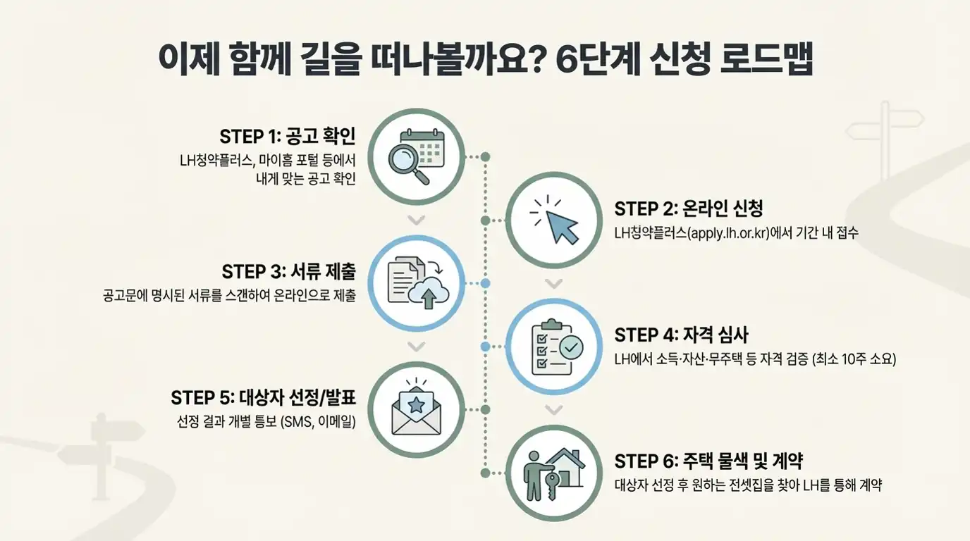 전세임대 6단계 신청 로드맵 인포그래픽