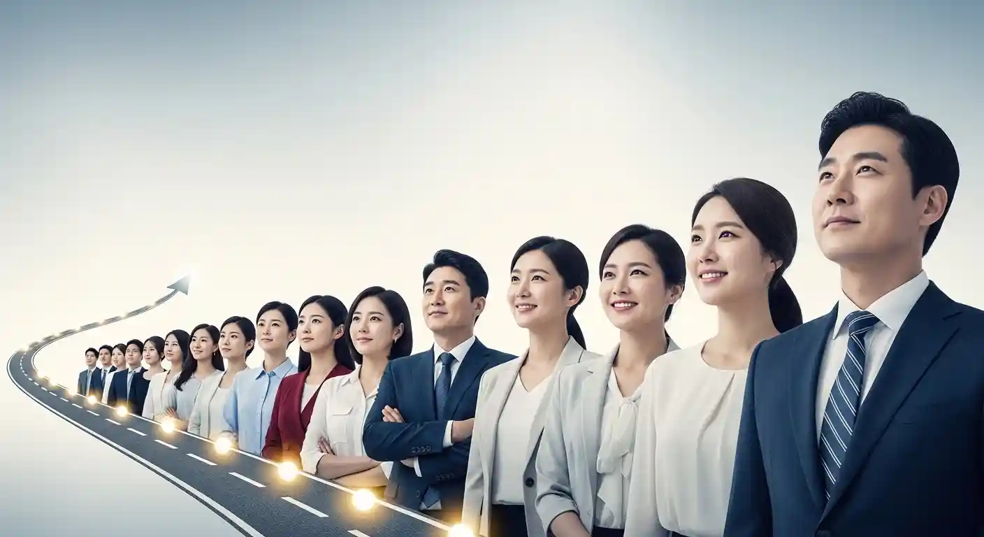 초보자를 위한 성공적인 이직, 실제 사례로 본 경력 전환 전략 1 한 한국인 직장인이 노트북과 필기구를 앞에 두고 자신의 강점, 가치관, 목표 등을 깊이 있게 고민하며 커리어 플래너에 기록하는 모습. 이직을 위한 자기 분석 과정을 상징.